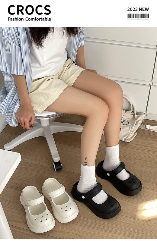 Sandal wanita musim panas, sandal pantai luar ruangan, Sandal Baotou Anti Slip, sepatu lubang bawah tebal modis