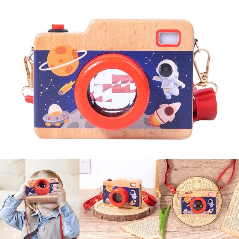 Simulation Camera Kids Wooden Toy Funny Colorful Toy Props Camera with Shutter Sound Kindergarten Favor Toy