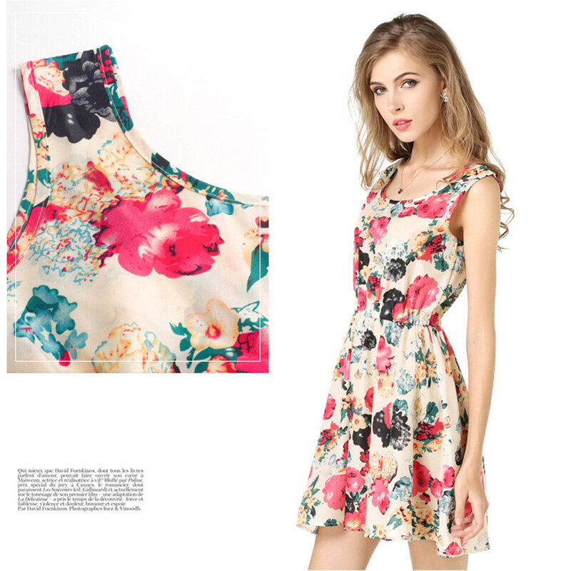 Женское летнее Мини-Платье 2022, женская шифоновая одежда в стиле бохо, сексуальное платье с цветочным принтом, плиссированное вечернее Клубное платье, пляжное платье, платья