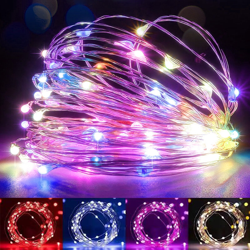 Guirxiété lumineuse LED en fil de cuivre, éclairage de vacances, nickel é, guirxiété pour arbre de Noël, décoration de fête de mariage, 1 m, 2 m, 3 m, 5 m, 10 m, 20 m, 30m