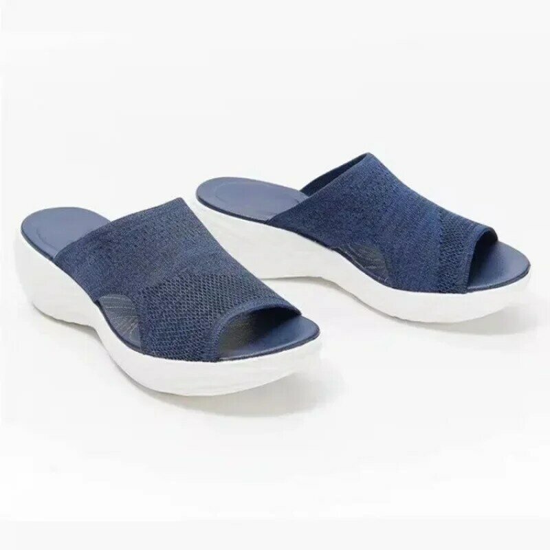 Woman Open Toe Casual Slippers Outdoor Breathable Beach Platform Sandals Plus Size Solid Color Wedges Shoes for Women Sandalias