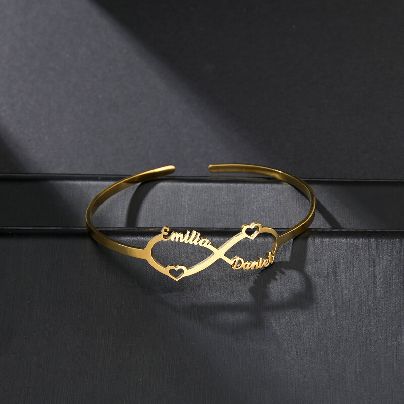 Atoztide-pulsera personalizada con nombre para hombre y mujer, brazalete de acero inoxidable con letras de circonita, joyería de Navidad, regalo
