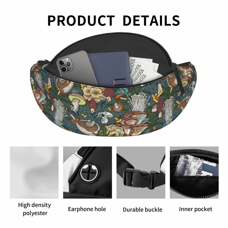Mushroom Forest Fanny Bag Customized Crossbody Waist Pack Homens Mulheres Ciclismo Camping Phone Money Pouch
