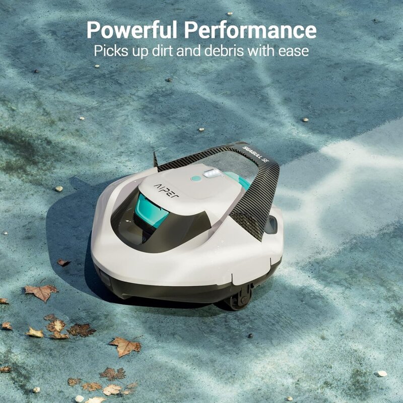 Pulitore per piscina robotico senza fili, aspirapolvere per piscina dura 90 minuti, indicatore LED, parcheggio automatico, per piscine fuori terra fino a 860 piedi quadrati
