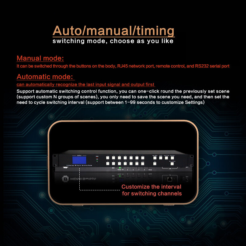 Temporizador de Audio y vídeo 4K con HDMI, matriz 4x4, conmutación continua sobre controlador ip 4x2, 2x2, interruptor con RJ45 pore android app remote