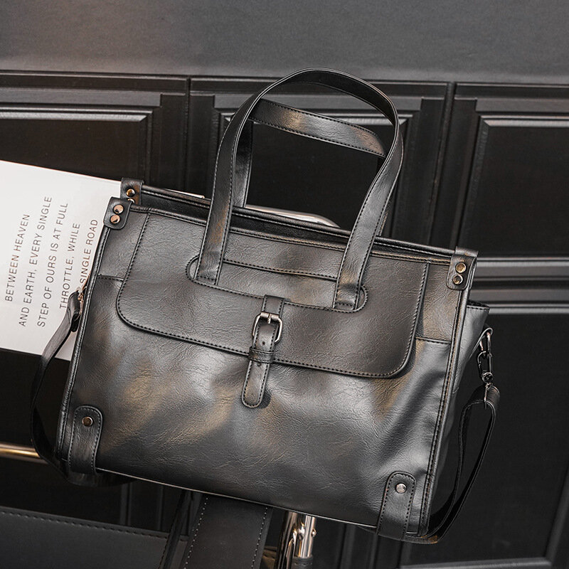 กระเป๋าเอกสารหนังผู้ชาย, กระเป๋าแล็ปท็อปแฟชั่นกระเป๋าสะพายกระเป๋า Crossbody กระเป๋าถือความจุขนาดใหญ่
