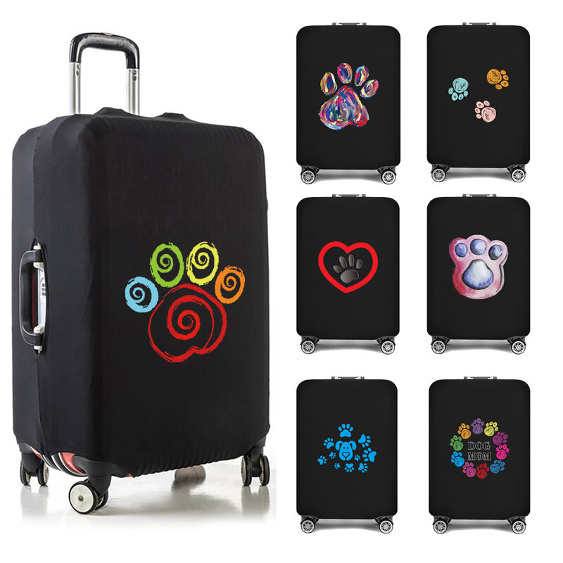 Funda protectora para maleta de viaje, funda de equipaje con estampado de huellas, accesorios de viaje, cubierta elástica antipolvo, aplicable a maleta 18-28
