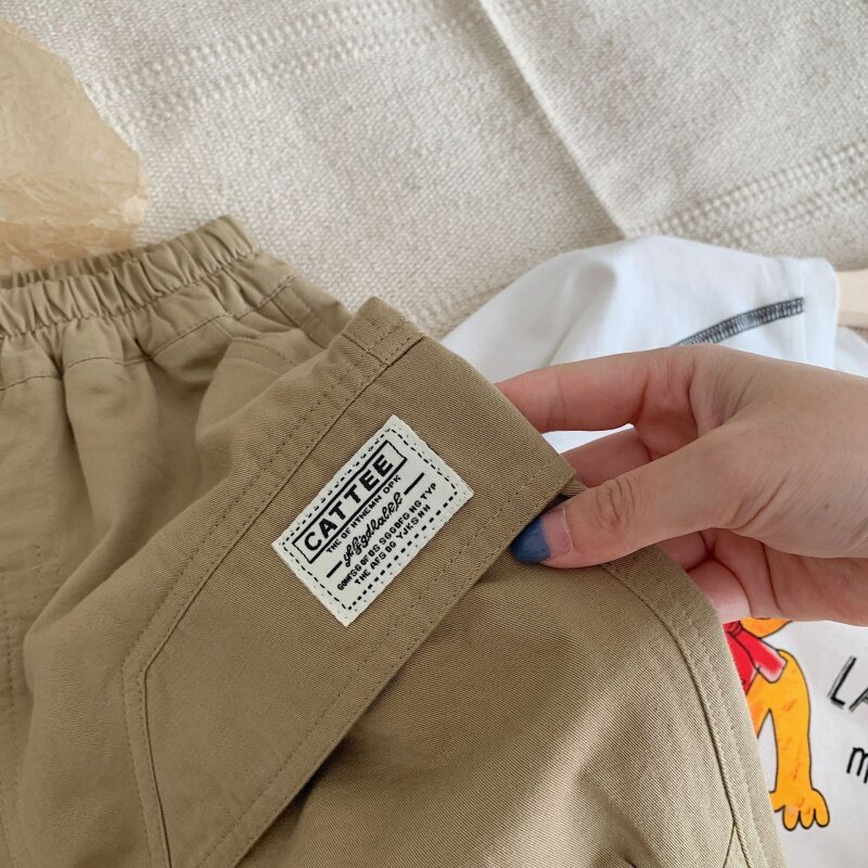 Pantalones informales de algodón para hombre y niño, calcomanías de moda para niños, medianos y pequeños, F0405-WS, 2024