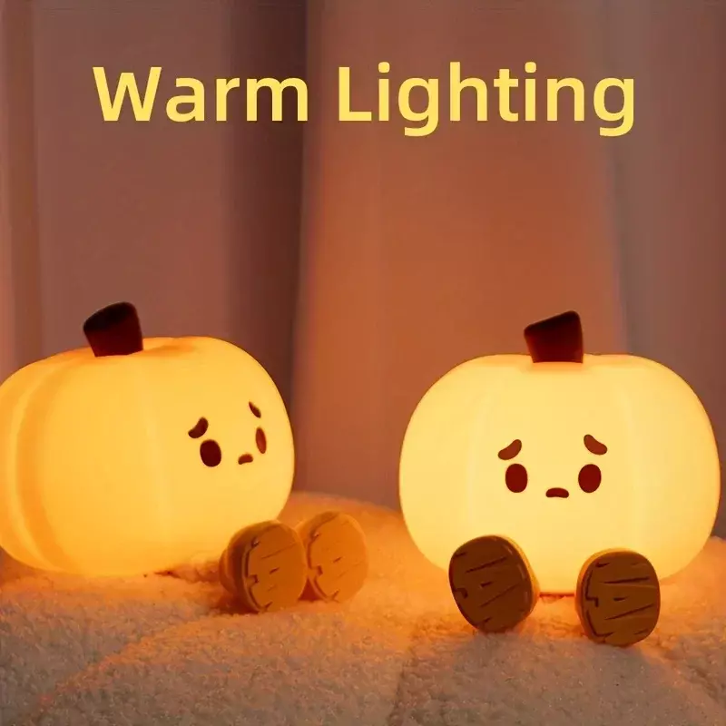 Lanterne Citrouille LED Rechargeable en Silicone, Veilleuse, Lampe de Table, Décoration d'Halloween, Cadeau de ixde Noël