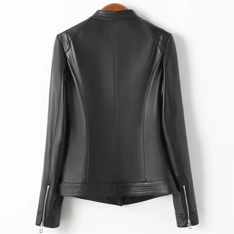 Tcyeek – veste d'automne en cuir véritable pour femmes, Slim, Style coréen, première couche en peau de mouton, pour motard, 100%