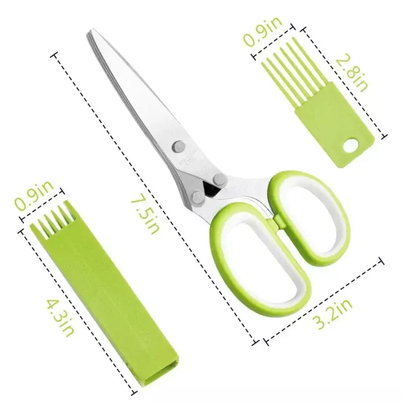 Multifunctional 5 Layers Stainless Steel Knives Kitchen Scissors Scallion Cutter Herb Laver Spices Cook Cut Shredders & Slicers