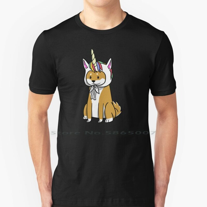 Kaus Unicorn Shiba Inu lucu kaus katun 6XL Shiba Inu anjing seni Shiba Inu lucu Shiba Inu gambar lucu Shiba Inu Shiba Inu
