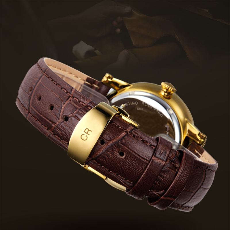 นาฬิกาข้อมือควอตซ์สำหรับผู้ชายหรูหรากันน้ำนาฬิกาข้อมือชายคริสติโน่นาฬิกาแสดงวันที่สัปดาห์