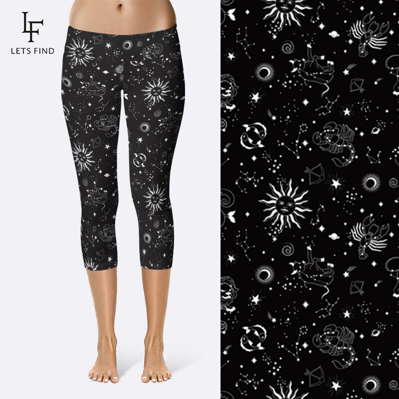 Letsfind 2020 verão nova chegada 3d bela galáxia imprimir cintura alta meados de bezerro leggings moda feminina fitness legging