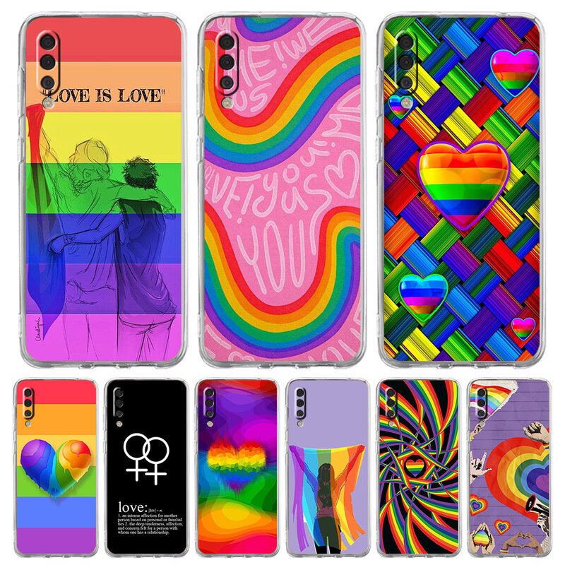 Gay Lesbische Lgbt Regenboog Pride Art Transparante Telefoon Hoesje Voor Samsung Galaxy A12 A50 A52 A70 A40 A10 A20 A30 A03s Siliconen Shell