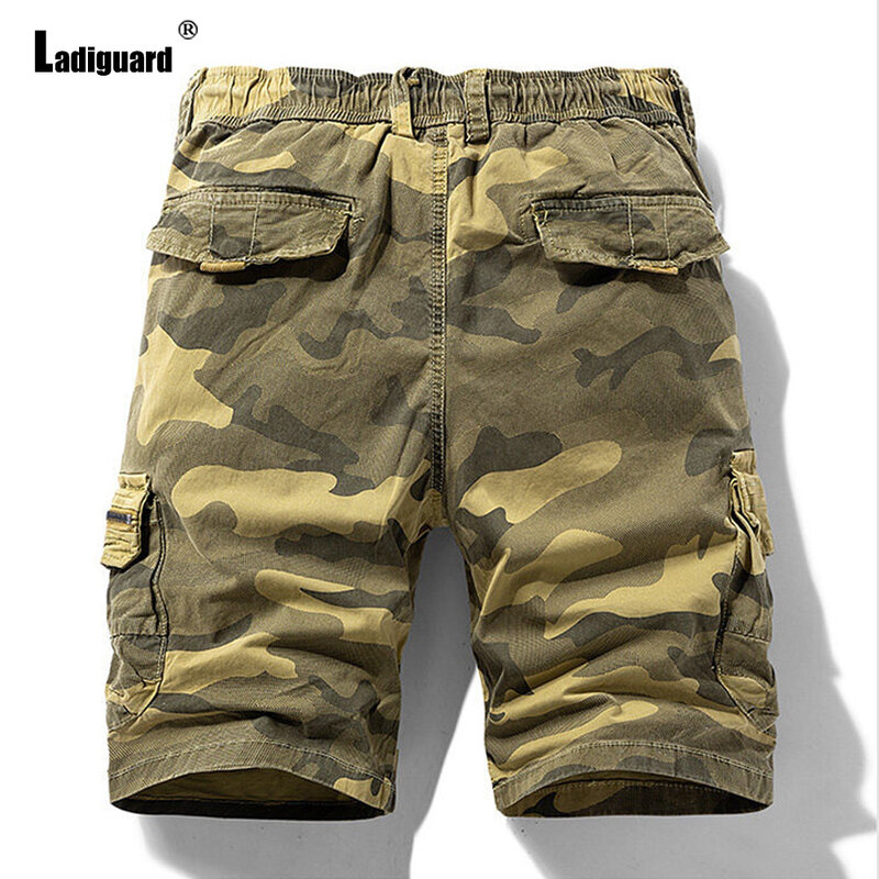 Ladiguard 2023สไตล์เรียบง่ายแฟชั่นกางเกงขาสั้นลายทหารผู้ชายกางเกงครึ่งกระเป๋าแบบลำลอง