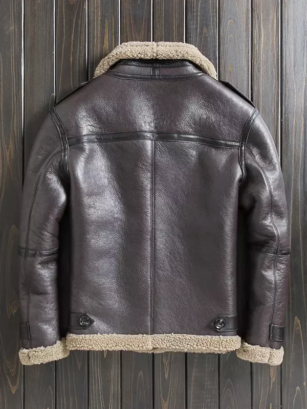 Cappotto integrato in pelle e pelliccia originale giacca invernale da uomo nuova in pelliccia narutale corta grande collo a scatto giacche in vera pelle da uomo