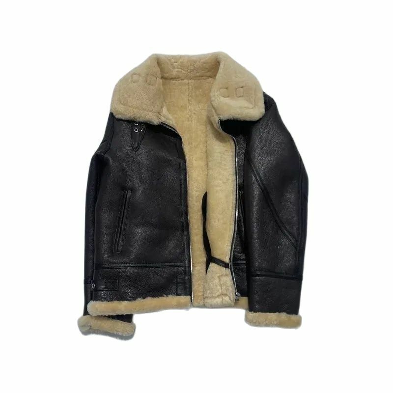 Hot Sales New Women Winter Warm Thick 100% Real Fur Jacket Quality Genuine Shearling   Natural Sheepskin With Wool Coat