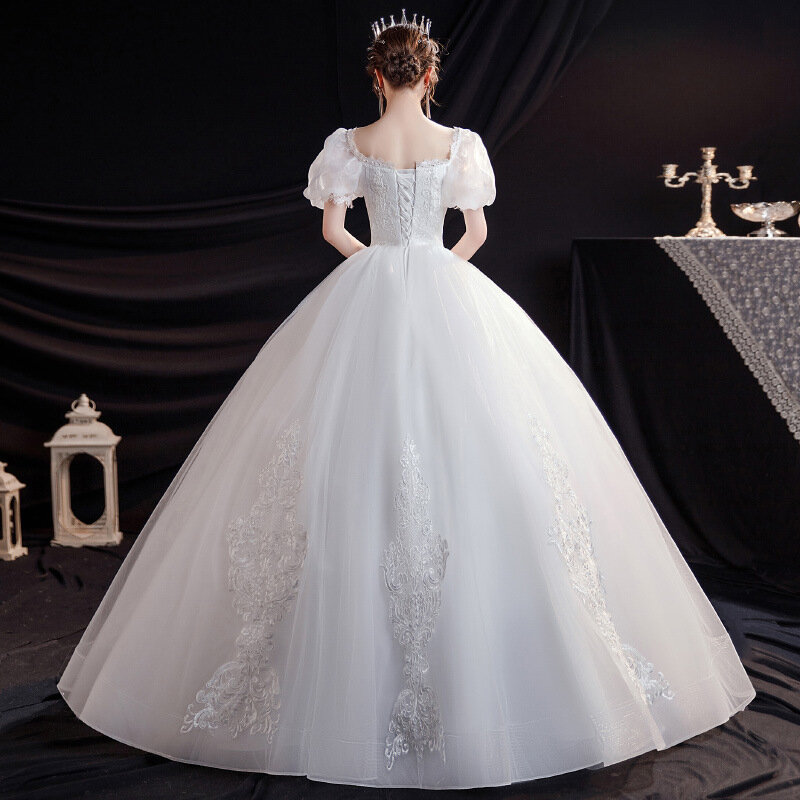 New Arrive Short Puff Sleeves Appliques Wedding Dress Robe De Mariee Ball Gown Princess Luxury Vestido De Noiva