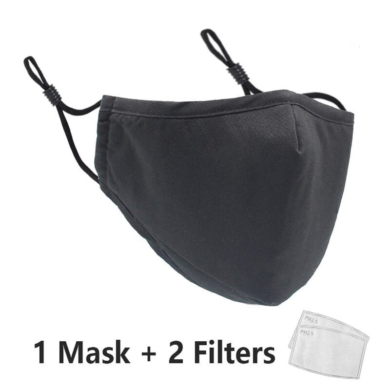 3 camada de algodão máscara facial cor sólida lavável moda máscaras adulto reutilizável capa de boca