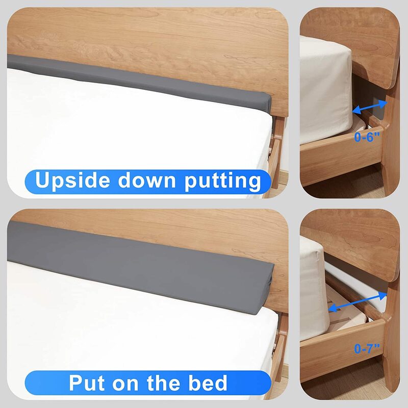 Almohada en forma de cuña para cabecero triangular, relleno de espacio, cierre de cuña, para colchón