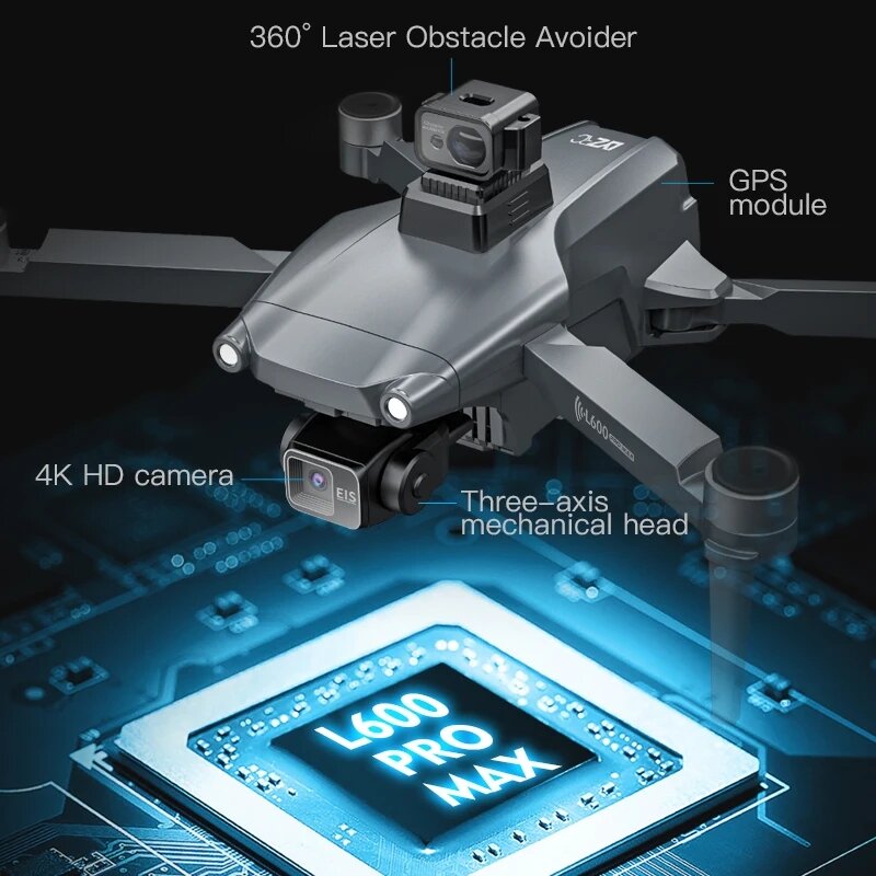 L600 PRO MAX Drone 4K tre assi PTZ HD doppia fotocamera Laser evitamento ostacoli motore Brushless GPS 5G WIFI RC FPV Quadcopter Toys