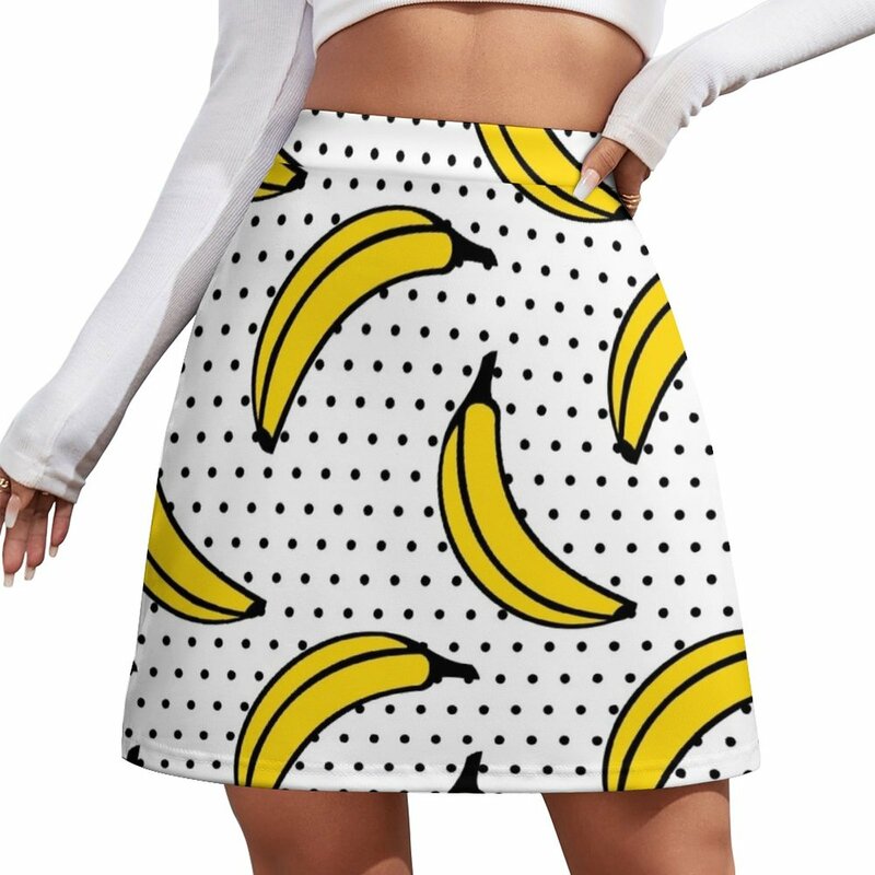 Nadruk z bananami Mini spódniczka w kropki spódnica letnia koreańska odzież