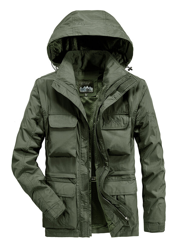 2023 men's fall multifunctional windproof waterproof trendy fashion casual jacket outdoor sports simple punching jacket