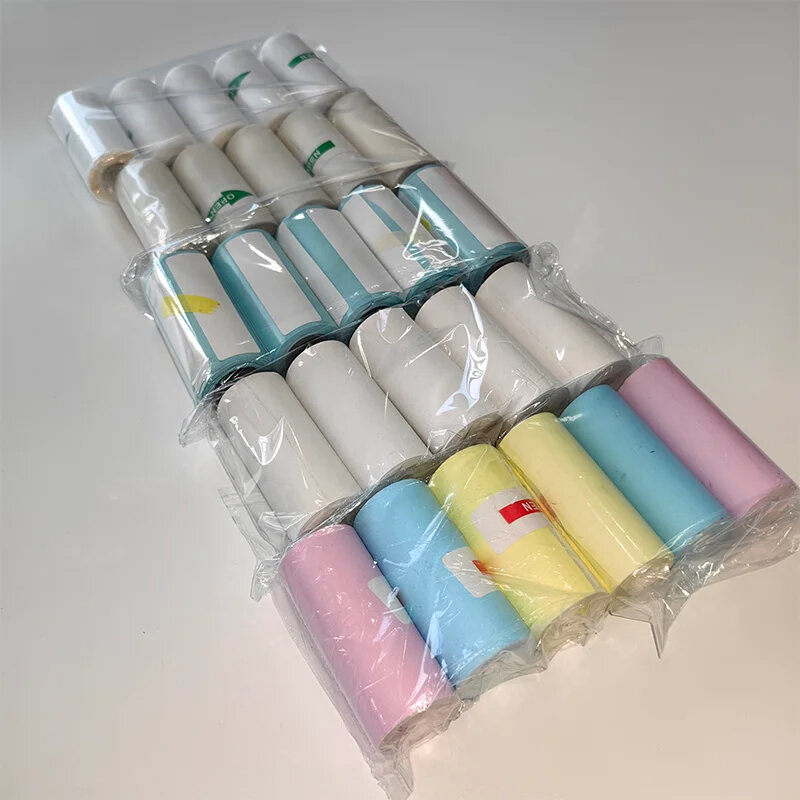 Papel térmico adesivo, papel branco, papel fotográfico, papel colorido para PeriPage Paperang Printer, 5 Rolls