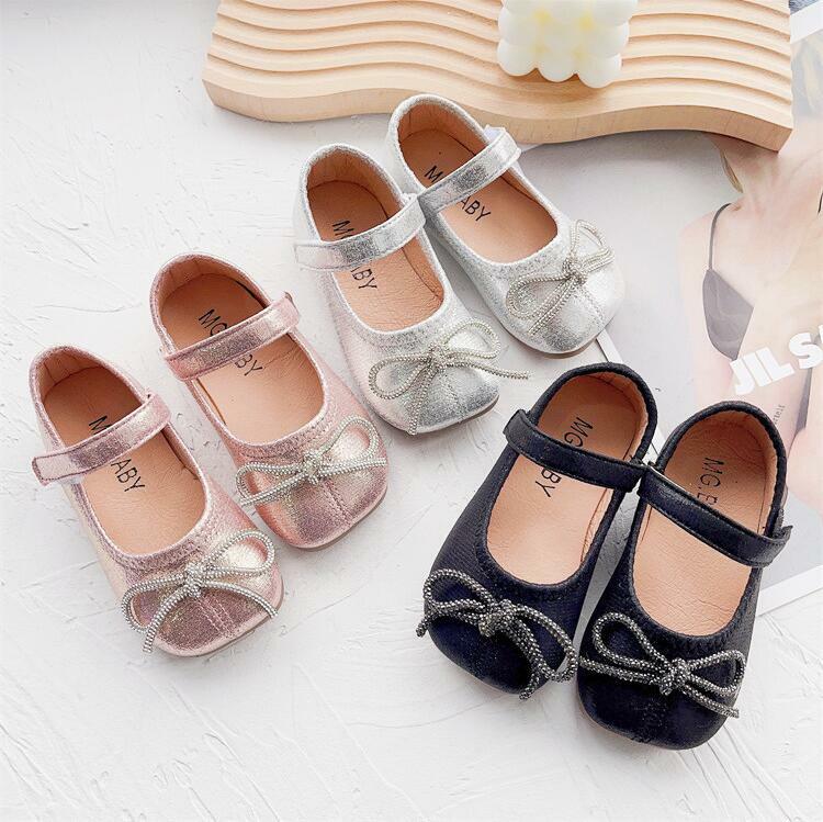 Sapatos confortáveis de bowknot simples para menina, sapatos de princesa para bebê, nova moda, primavera e outono, 21-30, 2022