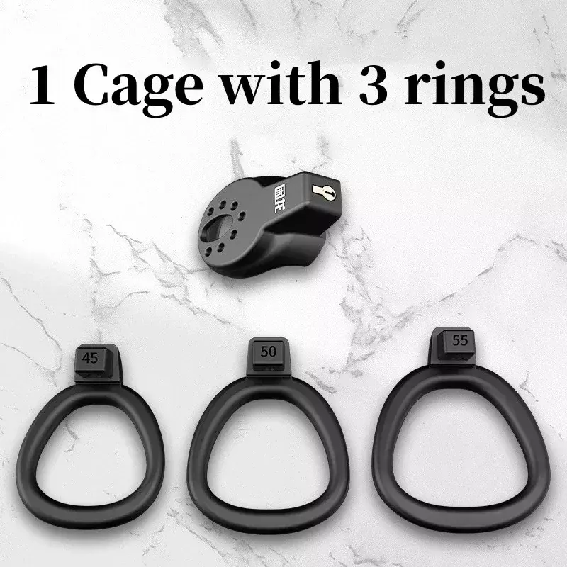 2024 New High Quality Male Small Flat Chastity Lock with 3 Size Penis Rings Ascetic Bondage Cock Cages 성인용품 Adult Erotic Product