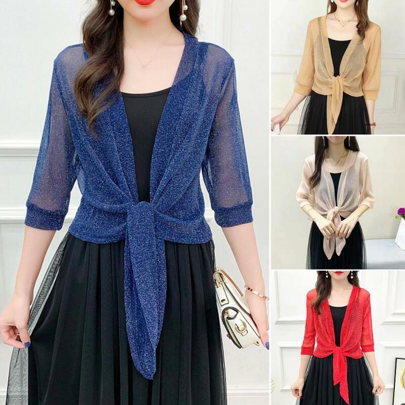 Women Summer Blouse Half Sleeves Cardigan Pure Color Women Summer Coat Comfortable Women Summer Cardigan Female Clothes