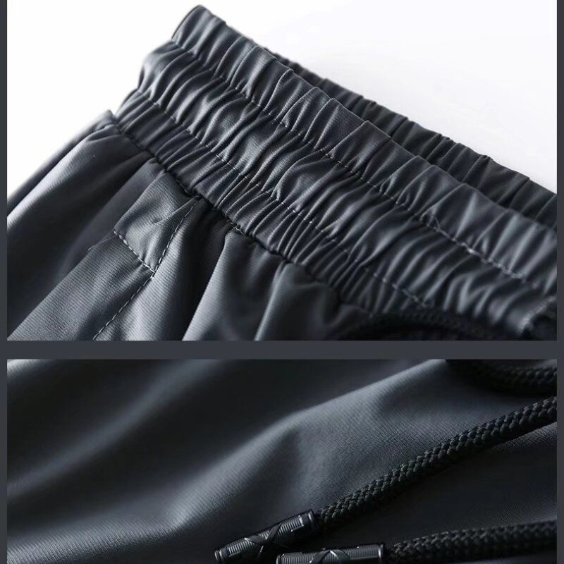 Letnie szybkoschnące lodowy jedwab spodnie na co dzień męskie ultracienkie elastyczne dziewięciopunktowe luźne, solidne spodnie ze ściąganą nogawką 7XL
