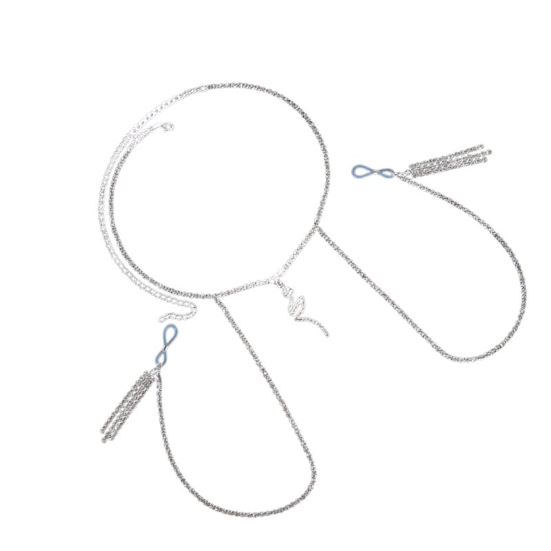 Schlangen-Anhänger-Halskette, Brustkette, glänzende Metall-Körperketten mit Schlangenquasten, Körperschmuck-Accessoires für und