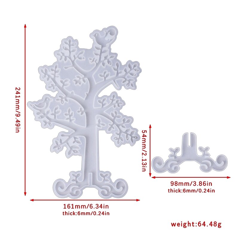 Necklaces Holder Resin Molds Tree Shape Display Stand Molds for Organizer Ring