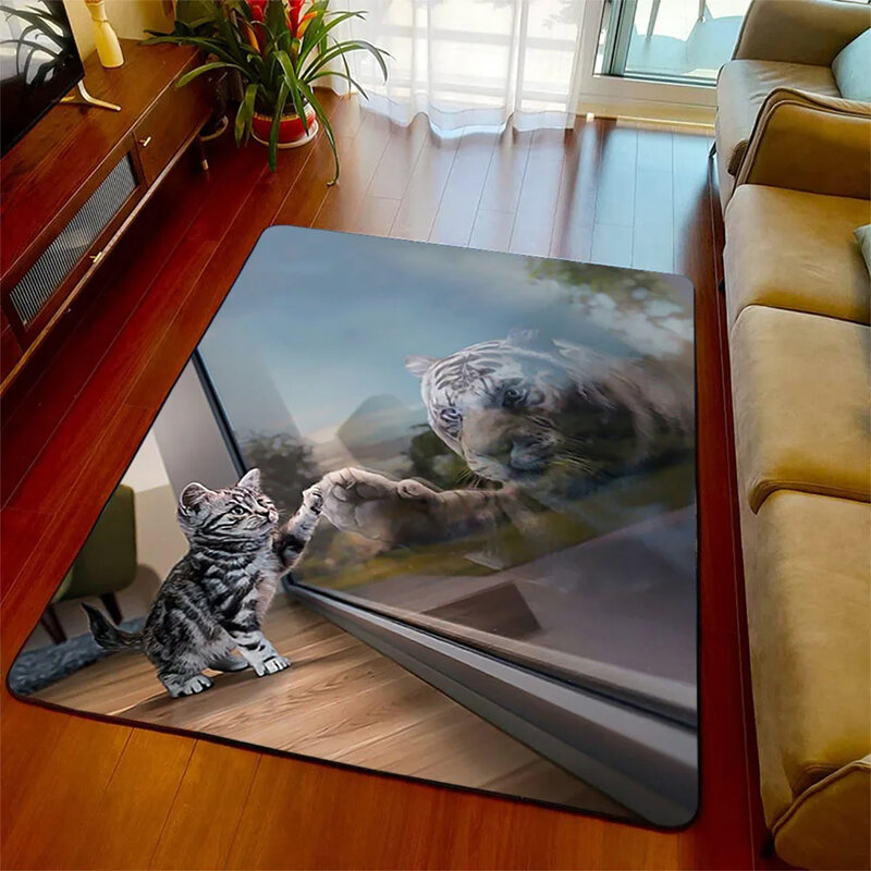 Słodki dywan z odbiciem zwierząt dywan do składania dywany do salonu sypialnia kot lew tygrys zwierzęta anty-antypoślizgowy dywanik wystrój domu