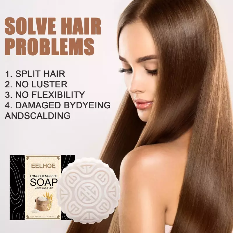 EELHOE Original Rice Shamppoo SOAP Bar Reject Dry Hair Conditioning sapone Shampoo nutriente Anti-perdita sapone per capelli crescita dei capelli