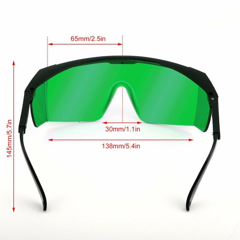 Gafas de aumento láser de seguridad, gafas de protección ajustables verdes, gafas con estuche rígido para láser de línea/láser giratorio