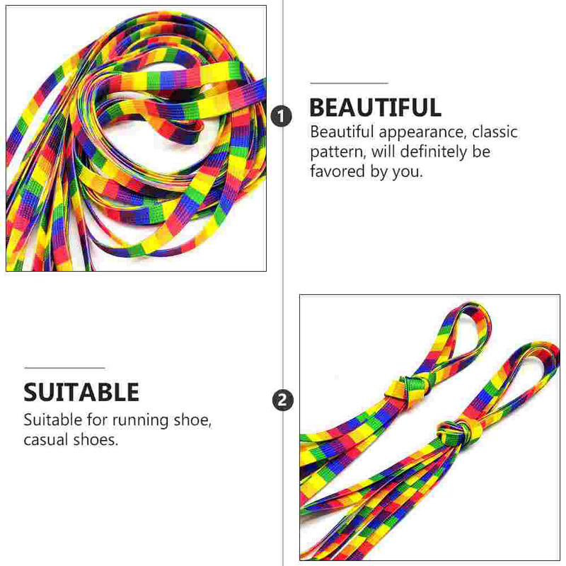 Rainbow Laces Lace-up Shoelace Gradient Ramp Flat Elastic Shoelaces Polyester Fashionable