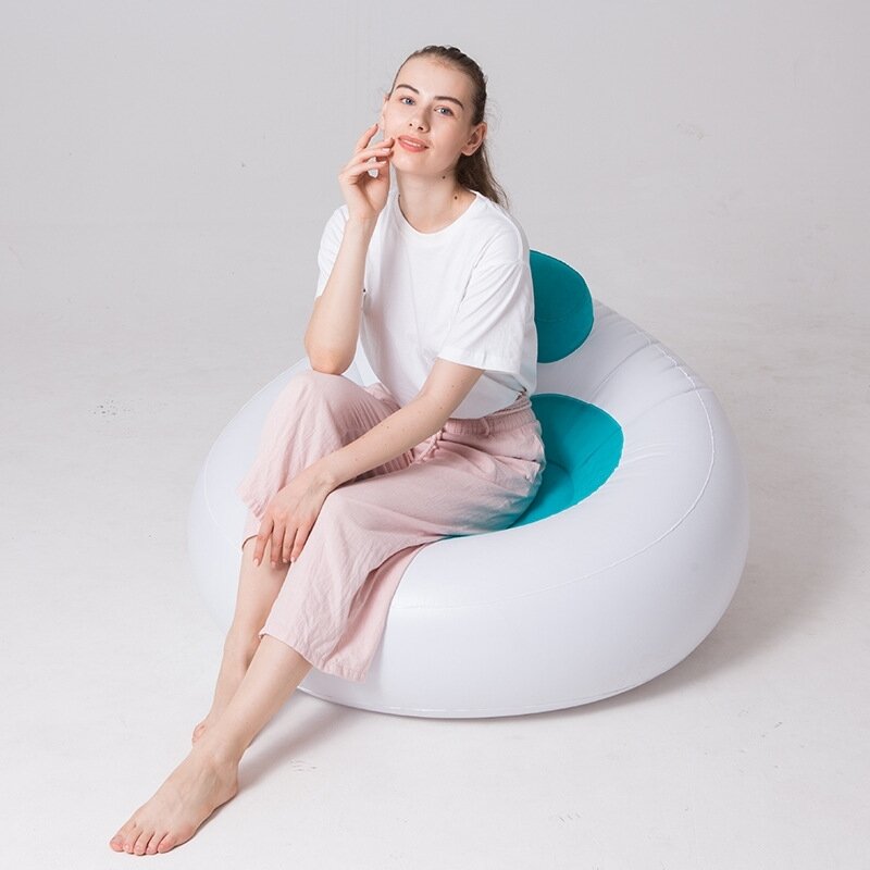 Inflatable Sofa Lazy Chair Recliner Portable Flocking Round Lounge Sitting Outdoor Air Seat Tatami Living Room Furniture