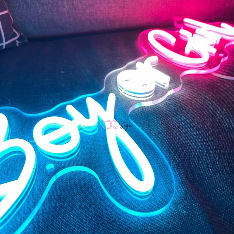 Chłopiec lub dziewczynka Neon znak LED niestandardowy neonowe światła znak kinkiet dekoracja sypialni imprezę salon wystrój domu lampki nocne USB