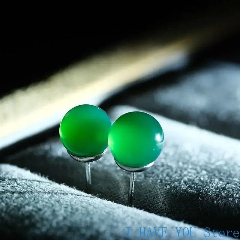 Натуральные нефритовые серьги-гвоздики Bingyang, зеленые круглые нефритовые серьги-гвоздики для ногтей, подарки маме для предотвращения аллергии, серьги для женщин