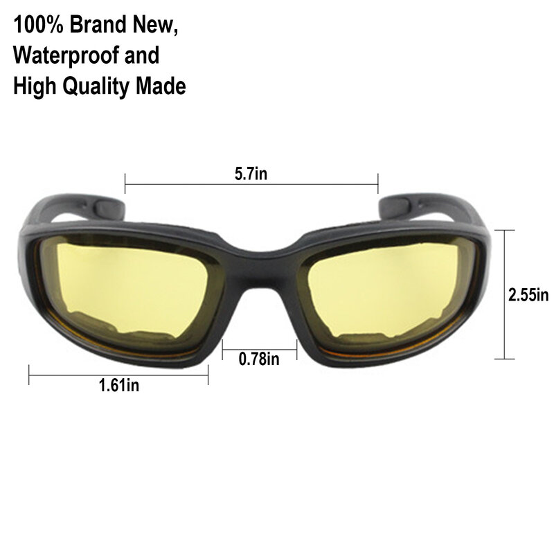 Motorrad Reiten Gläser Polsterung Brille UV Schutz Staubdicht Winddicht Sonnenbrille mit Klar Rauch Gelb Objektiv Racing Sport