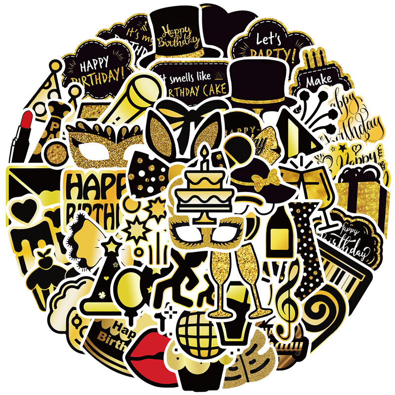 50 stücke alles Gute zum Geburtstag niedlichen Cartoon Aufkleber für Laptop Gepäck Telefon Tasse wasserdicht Graffiti Skateboard Auto Aufkleber Kinder Spielzeug
