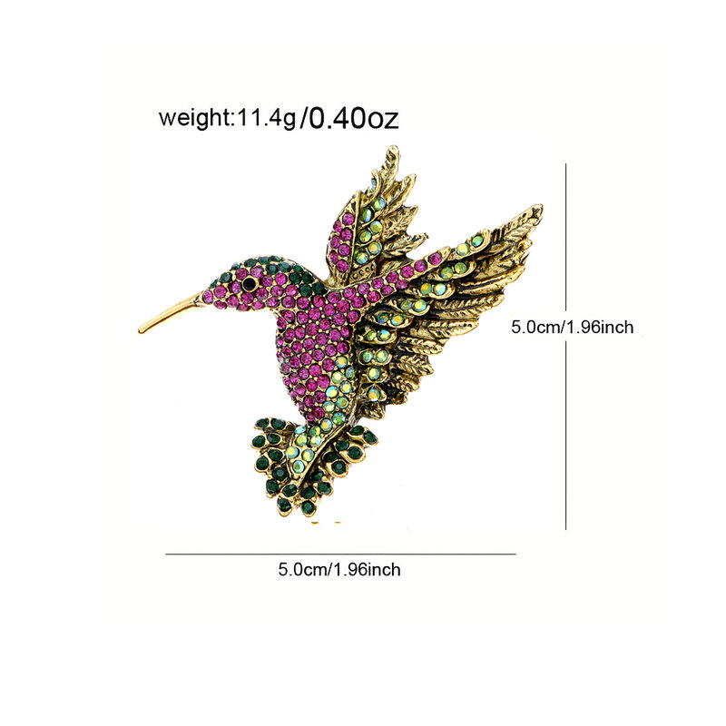 CINDY XIANG Colorful Rhinestone Hummingbird Brooches for Women Animal Pin Korea Fashion Accessories Winter Coat Party Jewelry