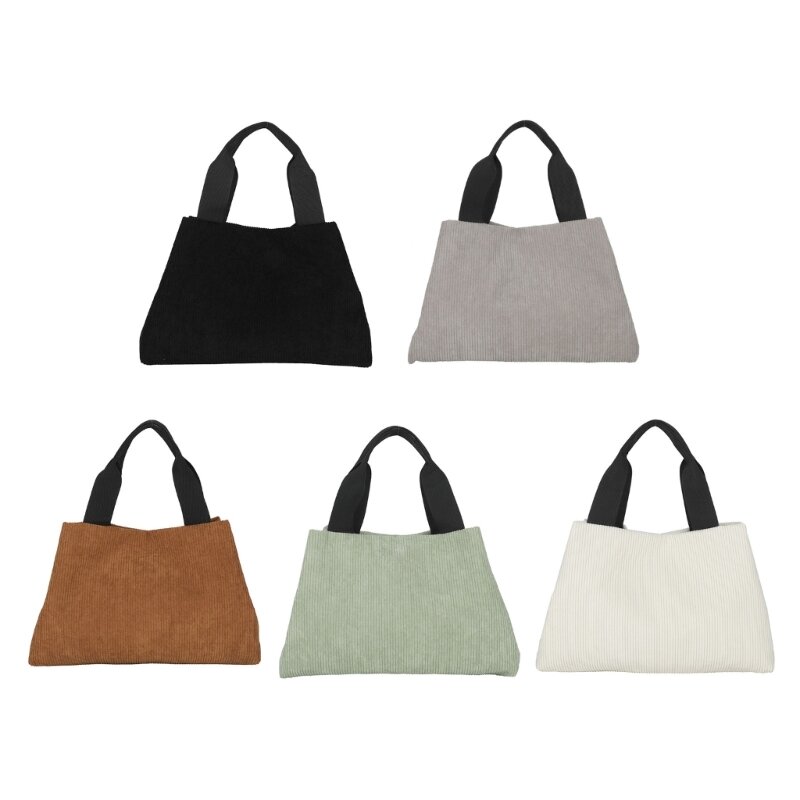 28GD Large Capacity Purse Small Tote Bag Simple Corduroy Handbags Casual Shopping Bag
