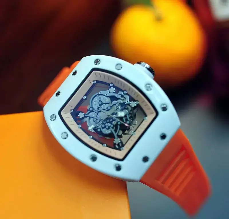 2024 automatyczny ruch 3-pinowy wodoodporny RM w pełni funkcjonalny zegarek męski luksusowa ceramiczna obręcz męska z wydrążeniem zegarek kwarcowy