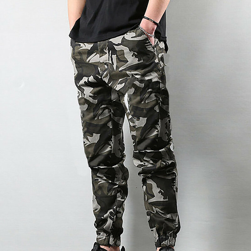CamSolomon-Pantalon de jogging militaire en coton, style streetwear, décontracté, jogging, grande taille, coupe droite, zone bre