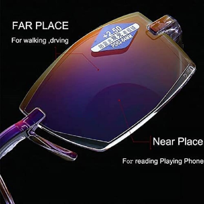 Óculos de leitura inteligentes para homens e mulheres, lente de ajuste automático, luz anti-azul, escurecimento, espelho, 1.0, + 4.0
