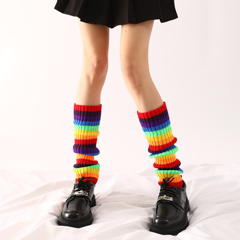 Jambières Lolita japonaises pour femmes, chaussettes longues rayées punk, leggings cosplay pour filles, couvre-pieds doux, livraison directe, automne et hiver